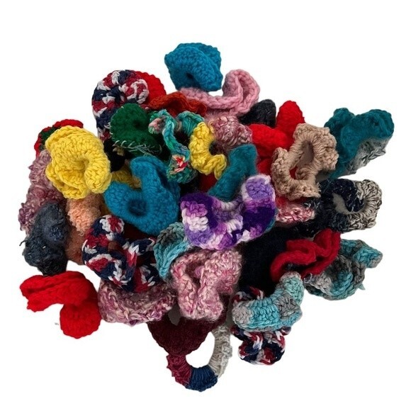 HANDMADE 10 Random Crochet Scrunchies Multi Color Won’t Pull Out Your Hair - Picture 1 of 5